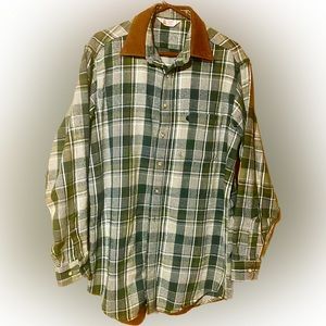 Carhartt XL Rugged Work Shirt Corduroy men's Plaid flannel Relaxed Hunter Green